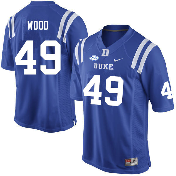 Duke Blue Devils #49 Connor Wood College Football Jerseys Sale-Blue
